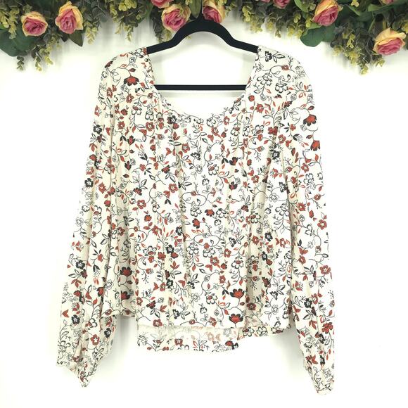 a.n.a. A New Approach Estie Floral Cream Pattern Top Long Sleeve Size XL NWT - Picture 2 of 11